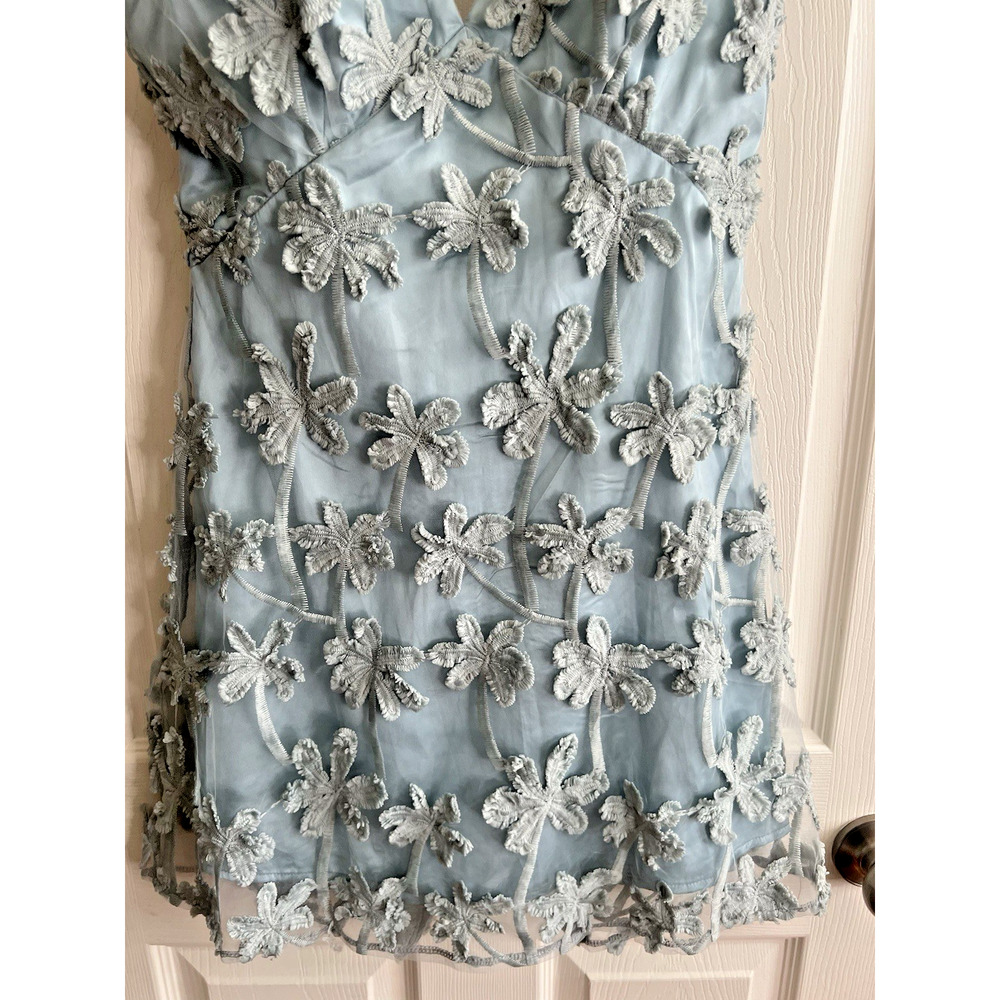 SELFIE LESLIE Mykonos Morning Tie Shoulder Floral Embellished Mini Dress S NWT - Picture 5 of 13